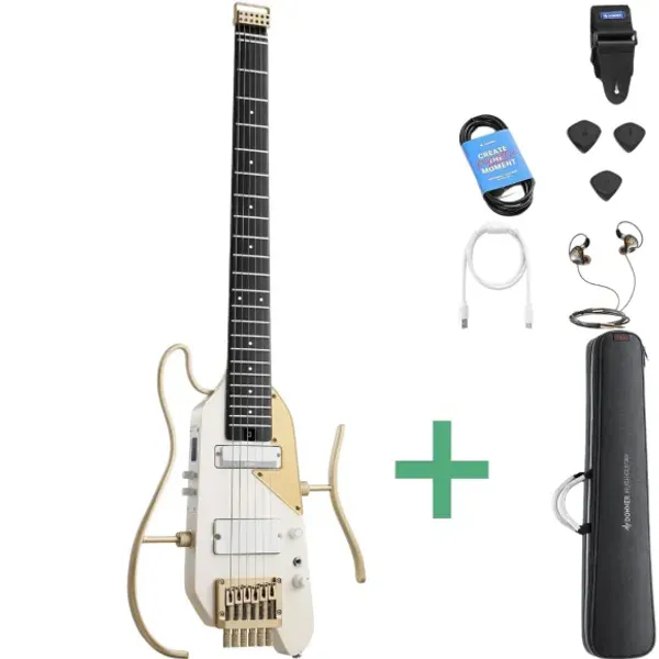 Hovedbilde DONNER HUSH-X PRO silent el-gitar white-luxe 